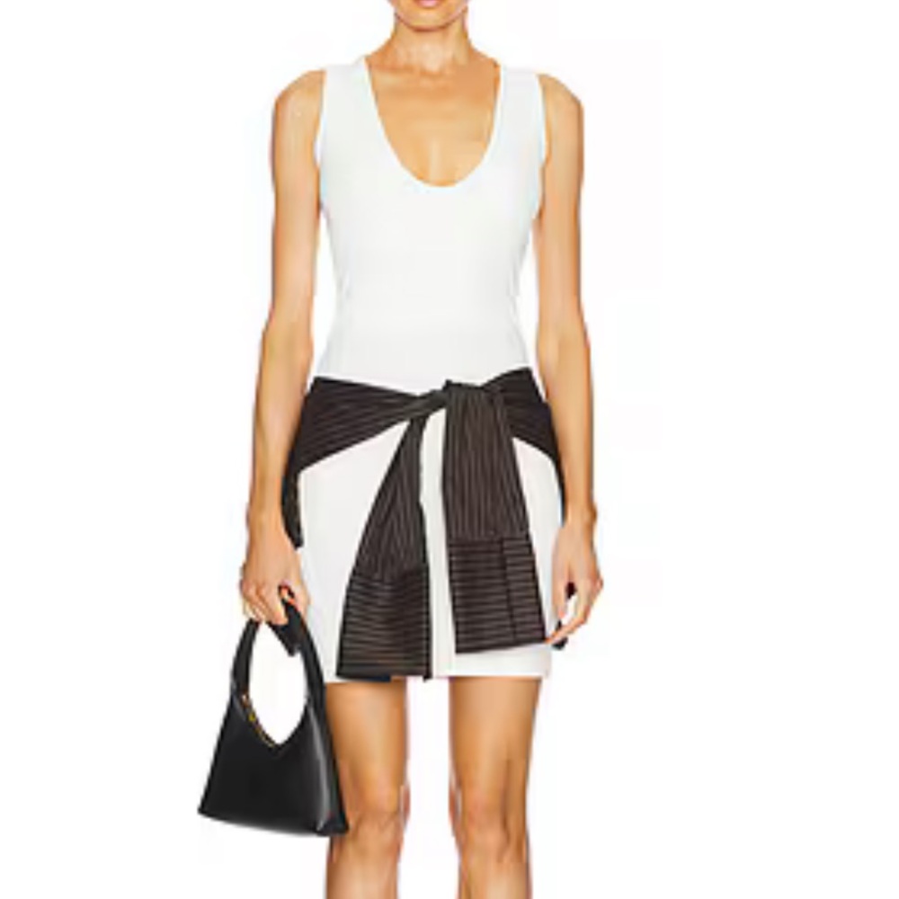 NEW NWT AAIZEL Wrap Waist Mini Dress in White & Brown